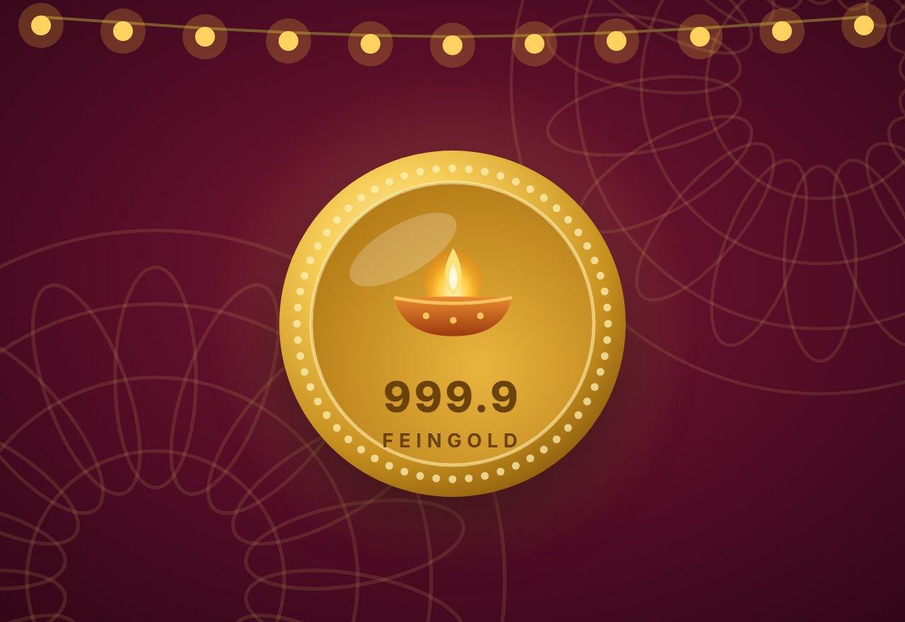 Goldmünze aus 999.9 Feingold mit Diya-Motiv